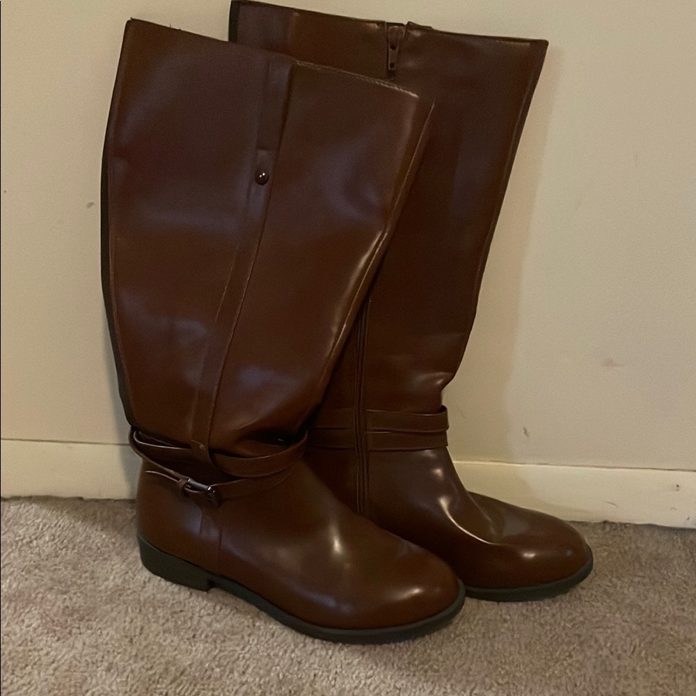 Elegant Brown Leather Knee-High Boots